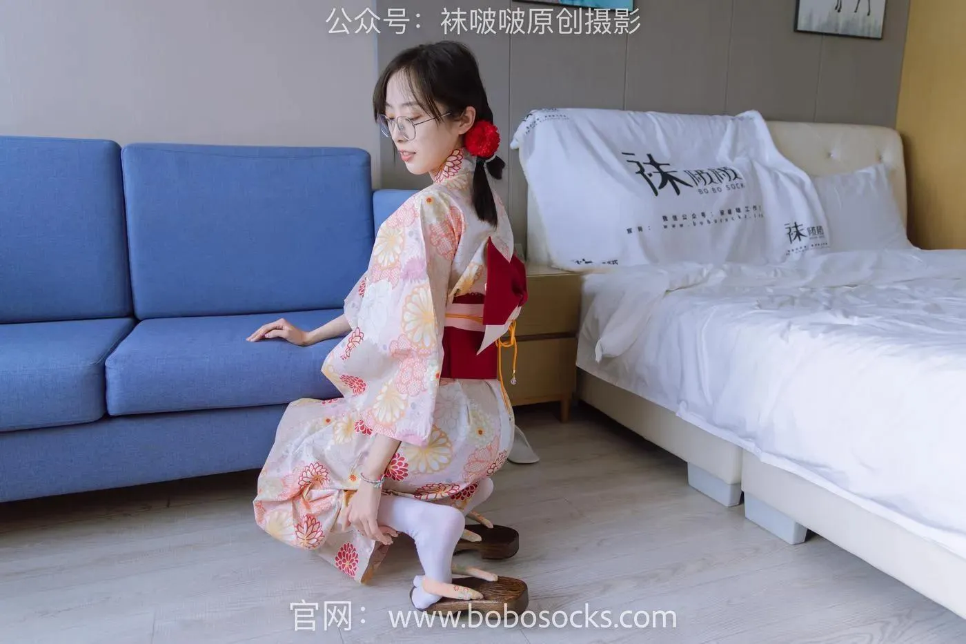 [BoBoSocks袜啵啵]NO.137 稚予-木屐、分指白棉袜、裸足、和风浴衣 [170P]插图